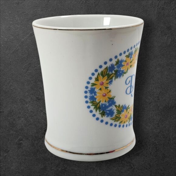 Vintage Dad Coffee Mug Floral Wreath Gold Trim Father’s Day Cup Holiday Gift - Picture 2 of 9